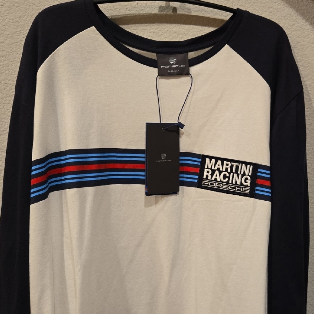 Porsche Design White & Navy Long Sleeve Tee Martini Racing. (XL)